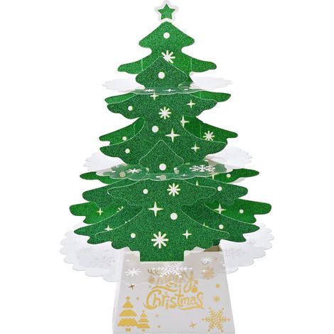 Cartes de Noël 3D Pop Up,Cartes de Vœux 3D de Noël Sapin de Noël Vert avec Guirlande LED Cartes (1/5)