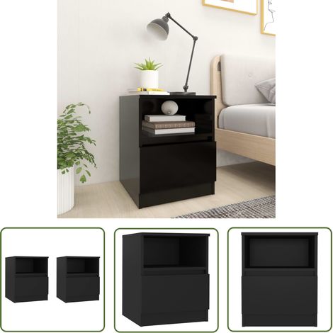 Lot de 2 Tables de Chevet, Tables de nuit, pour Chambre Salon Couloir, Noir 40x40x50 cm Aggloméré OIB8717E (1/5)