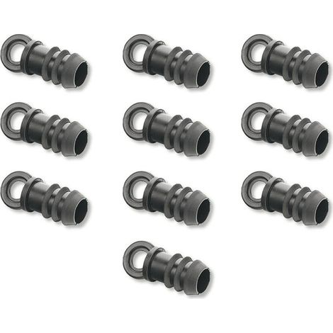Tapón goteo 20mm (Pack x 10)  Tapón goteo para tubería de 20mm (no cinta). Fabricado en polipropileno. Color negro. Utilizado en jardinería y agricultura para impedir el paso de agua en tubos de (1/2)