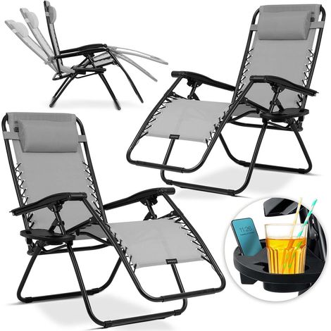 Klappbare Gartenliege mit Auflage Sofotel ChillWell 2er Set grau (1/5)