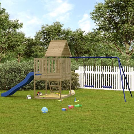 Aire de Jeux d'extérieur, Maison enfant exterieur, Maisonnette de jeu bois de pin imprégné LKOWF82437 (1/5)