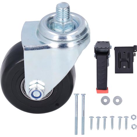 Roulette pivotante à tige de 65 mm, silencieuse et robuste, avec plaque de fixation pour meubles (1/5)