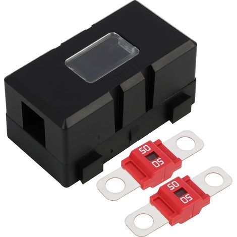 50A Porte-fusible ANS pour Véhicules avec 2 Fusibles Midi à Vis, Porte Fusible Voiture, Protection à Courant pour Autos, Camions, Engins de Chantier, Machines Agricoles, Bus et Caravanes (50A) (1/5)