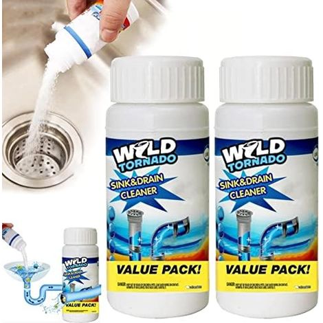Powerful Sink & Drain Cleaner - Unclog Your Pipes with Foaming and Pipe Dredging Powder (2 Bot)