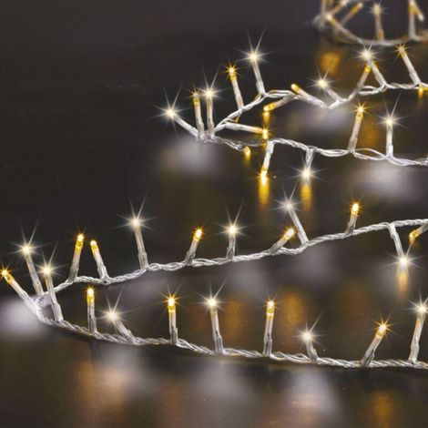 Guirlande cluster lumineuse LED 50m extérieur blanc froid blanc chaud fil transparent - Feeric lights & christmas