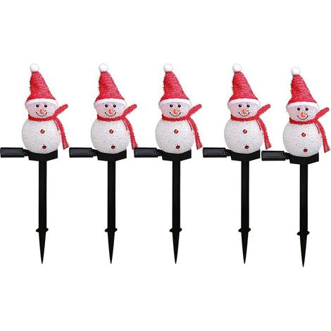 Ortviai Guirlande Solaire en Forme de Bonhomme de Neige – 5 Pièces, Étanche IP65, Lumière Chaude Blanche, pour Jardin, Terrasse et Décoration Extérieure (1/4)