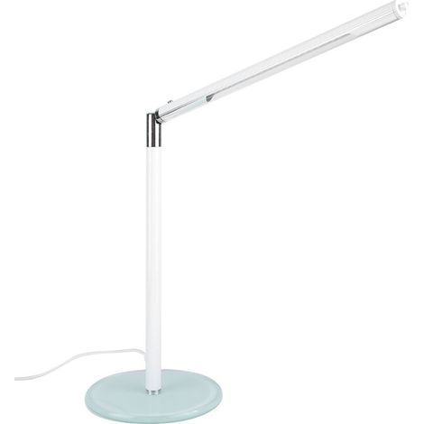 Lampe de Bureau LED Blanc, Protection des Yeux, Lumière Réglable pour Chambre et Bureau, Lampe de Chevet avec Abat-jour, Éclairage Doux (1/5)