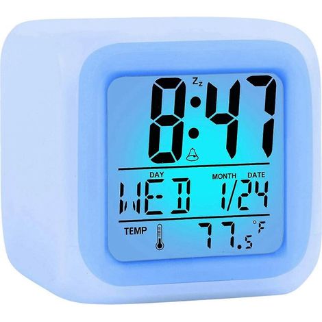 Réveil numérique de voyage pour chambre garçon fille, petit réveil de bureau, affichage de l'heure et de la date, veilleuse LED avec fonction snooze (1/5)