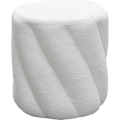 Pouf rond en tissu bouclette ø37cm - Blanc - Mallow