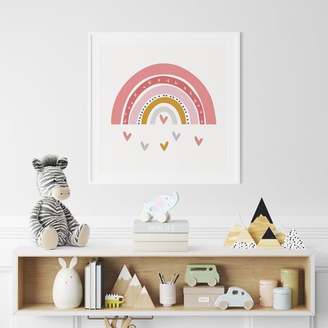 Poster / Affiche carrée Enfants - Arc-en-ciel Coeur - 50x50 cm (1/3)