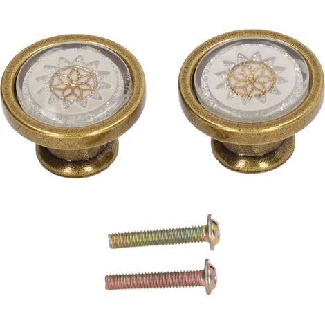 Poignée de porte d'armoire ronde, bouton de poignée de quincaillerie de meubles en alliage de zinc pour placard Cuivre Blanc (1/5)