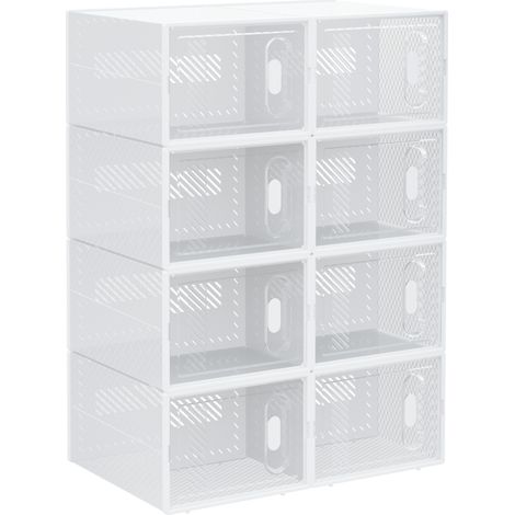 Étagère à chaussures modulaire en PP avec 8 cubes de rangement et porte magnétique, dimensions 25x35x19 cm, blanc et transparent (1/5)