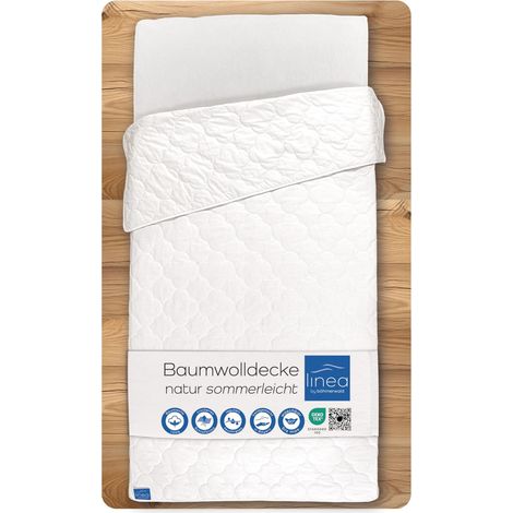 Couette en 100% Coton, Légère pour l'Été, 200 x 200 cm, Convient aux Personnes Allergiques, Lavable à 60 °C, Fabriquée en Allemagne (1/5)
