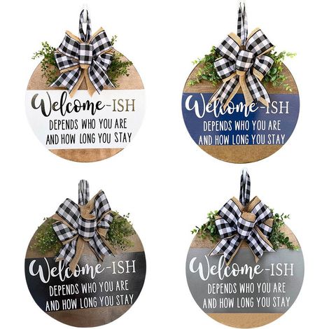 Plaque de bienvenue en bois sculptée 3D, 30x30cm, décor rustique pour maison et jardin (1/5)