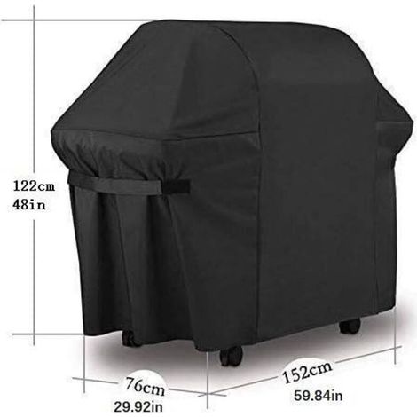 Grillabdeckung 152 x 76 x 122 cm, 210D Oxford-Gewebe, schützende Grillplane, UV-beständig, wasserdicht, feuchtigkeitsbeständig, wasserdicht, passend für Weber- und Brinkmann-Grills, Schwarz (1/4)