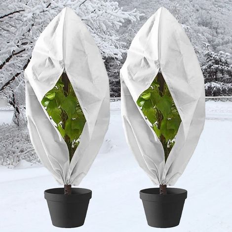 (200 x 240 cm, fermeture éclair, 1 pièce) Housse de protection hivernale pour plantes en tissu non tissé avec cordon de serrage et fermeture éclair. Protection contre le gel. (1/4)