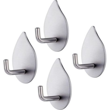 Selbstklebende Haken, 4 Stück, aus Edelstahl 304, wandmontiert, wasserdicht, langlebig, für Badezimmer, Tragkraft 3 kg (1/5)