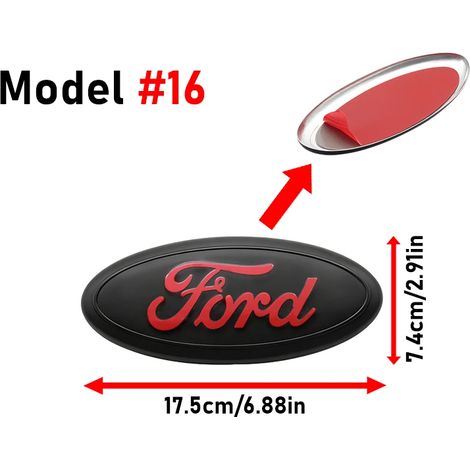 (17,5 x 7,4 cm, modèle 16) - Emblème avant de capot/coffre, autocollant, accessoires compatibles avec Ford Focus, Mustang, Fiesta, Puma, Ranger, Kuga, MK7 MAX, F150, Mondeo et Escape (1/5)