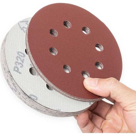 100pcs Disque de Ponçage Disques Abrasifs Grain Taille de 125mm Idéal pour Poncer/Polir/Dérouiller HSDPS5M100,320 (1/4)