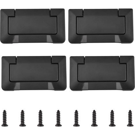 Maniglia a incasso in miniatura per cassetti, set di 4 maniglie a scomparsa per mobili con viti, pomelli in lega di zinco per armadi, credenze e cassetti (nero) (1/5)