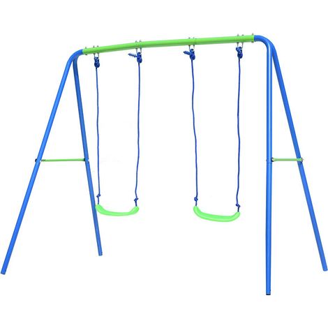 Doppel-Gartenschaukeln für Kinder + 3 Jahren aus Metall Outdoor Toys 220x138x182 cm Belastung bis zu 45 kg