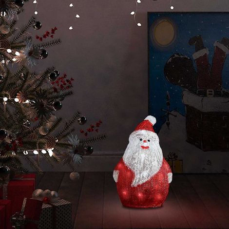 Figurine Père Noël LED Décoration de Noël Acrylique Rouge Intérieur Extérieur 28 cm - PANGIVO (1/5)