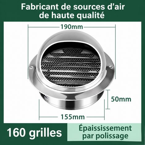 Chapeau de ventilation mural inox 201 épaissi 160 mm modèle économique garantie 80 ans 19 × 19 × 12,3 cm 178 g – Livraison gratuite
