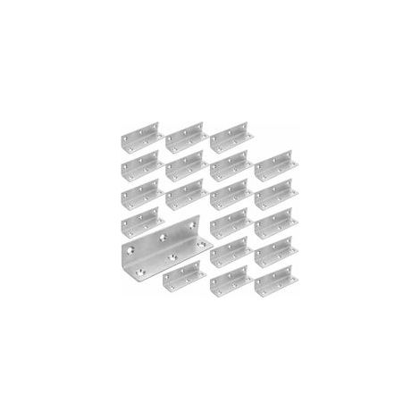 Lot de 22 Équerre d'assemblage Renforcée Inox. 100x25x25mm Plaque Equerre Inox. Equerre Metal pour Fixation de Inox pour Fixation et Réparation Meubles. Argent Galvanisé