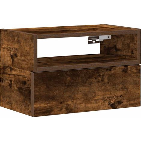 Maison Exclusive - Mesita de noche de pared color roble ahumado 4