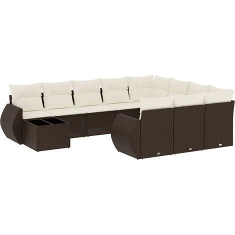 Maison Exclusive - Set de sofás de jardín 11 pzas cojines ratán s (1/5)