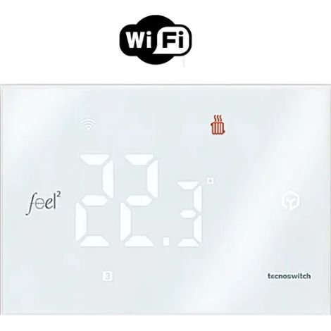 Termostato Touch digitale da Parete Wi-Fi bianco elegante caldo/freddo Tecnoswitc TE045WB