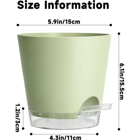 KINGLAKE Lot de 3 pots de fleurs d'intérieur en plastique vert de 15 cm avec soucoupes transparentes et trous de drainage, pots décoratifs modernes pour plantes d'intérieur, balcon, extérieur et (1/4)