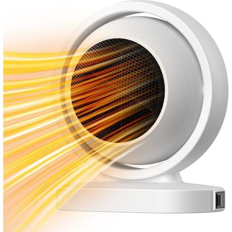 Radiateur soufflant, radiateur électrique portable silencieux Ptc, radiateur soufflant, mini radiateur électrique, radiateur soufflant portable pour bureau à domicile, blanc (1/4)