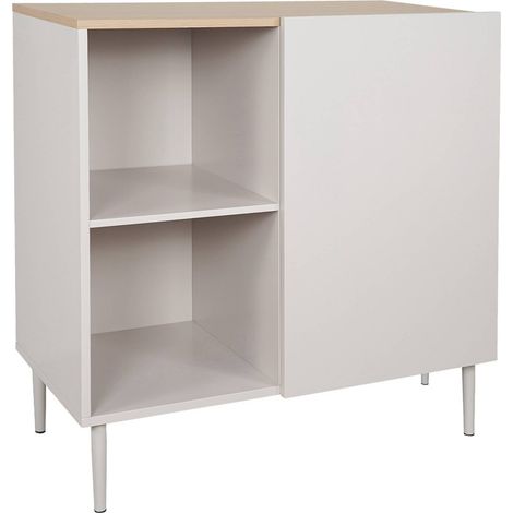 sweeek - Anrichte, Sideboard aus Metall mit Holzdekor, 1 Tür B 80 cm