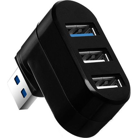 Hub USB 3.0 Mini haut de gamme à 3 ports en ABS, rotatif à 90°/180° - Hub créatif (1/5)