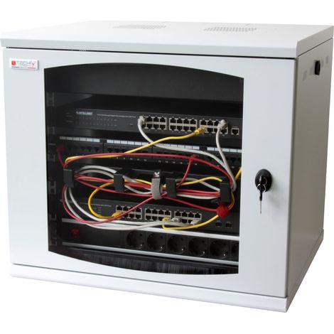Armadio Rack 19'' a muro 10 unità sezione unica prof. 500mm Grigio (1/5)