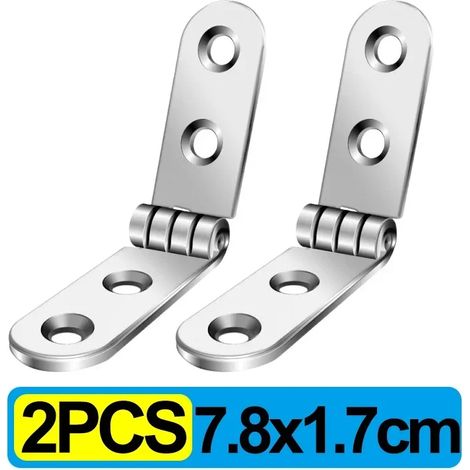 (2 pièces) Charnières à rabat pliables à 180° avec coins arrondis, à visser, pour machine à coudre, armoire, sommier et autres meubles (1/5)