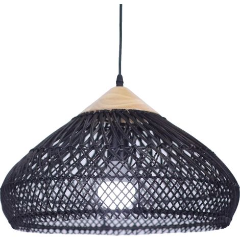 Lámpara colgante, diseño moderno, colocación versátil, 40 cm de diámetro x 19 cm de alto, color negro, bombilla no incluida. (1/2)