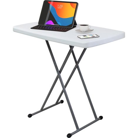 Todeco – Table pliante ajustable 76 x 50 cm – Hauteur réglable 51/63/74 cm – Matériau HDPE et acier – 2 places – Pliable et portable (1/10)