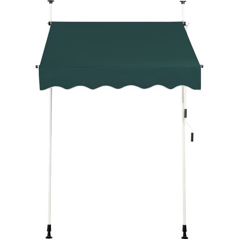 Store Banne Manuel Hauteur Réglable 200-300CM, Auvent Rétractable150x125CM sans Perçage en Métal et Tissu Oxford pour Fenêtre,Terrasse, Vert (1/5)