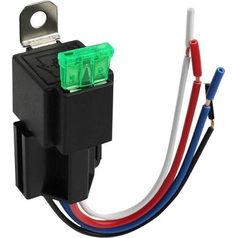 Relais Automobile 12 V SPST 4 Broches avec Fusible à Lame et Câbles Renforcés 12 AWG pour Voitures Camions et Bateaux (1/5)