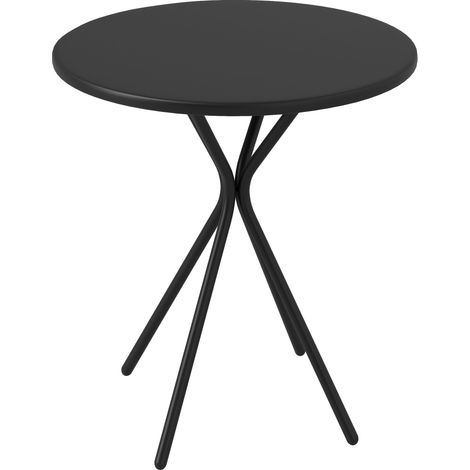 Table de jardin ronde Ø 60 cm, table terrasse acier, charge 50 kg, intérieur extérieur, noir (1/5)