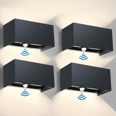 Paquete de 4 luces LED de pared de 24 W, apliques de pared para exterior e interior, haz ajustable, IP65 resistente al agua, luz blanca de 4500 K (1/5)