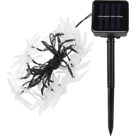Guirlande lumineuse LED libellule, guirlande féérique d'extérieur à énergie solaire, décoration de Noël, lumière blanche (1/5)