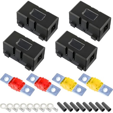4 Pièces Porte-Fusible De Voiture, Porte-Fusibles Avec Fusibles Plaqué, Porte-Fusible Avec Couvercle De Voiture, Mega Porte-Fusibles Pour Voitures Camions Véhicules Caravanes(60A/80A) (1/5)