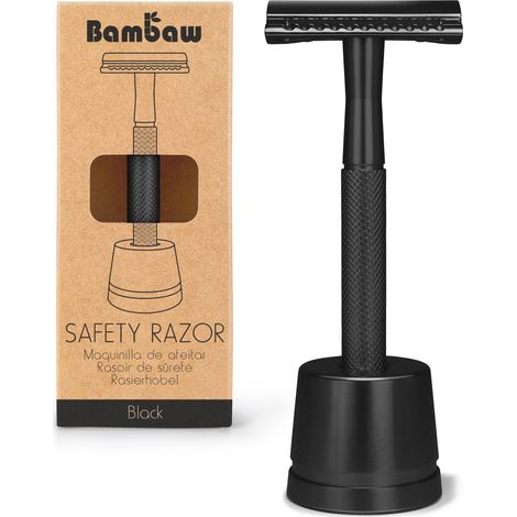 Bambaw, maquinilla de afeitar reutilizable, soporte, negro (1/5)