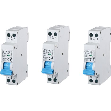 gloca Set 3 Interruttori Magnetotermici Automatici 1P+N 6A 220V 6KA 1 Modulo DIN C6 (1/4)