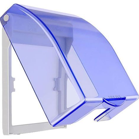 Couvercle de prise transparent de sécurité enfant, boîtier de prise étanche, adapté aux prises de salle de bain, empêche les éclaboussures d'eau dans la prise (pour multiprises à 86 côtés, bleu transp (1/5)