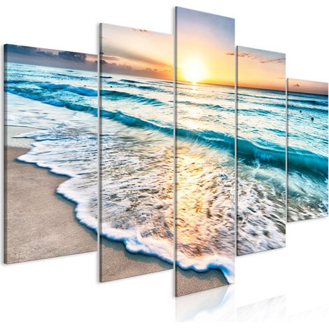 Tableau Promenade au Bord de la Mer (5 Parties) Large - 200 x 100 cm (1/3)