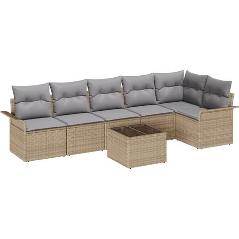 Maison Exclusive - Garten-Sofa-Set mit Kissen mit Speicher 7 pcs